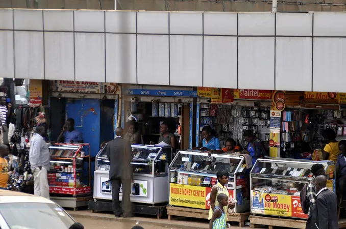 Mobile money agents in Kampala.