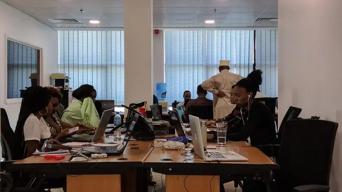 Startup employees at work in Tanzania