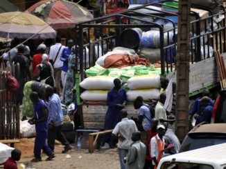Busy market in Kampala, Uganda