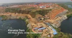 Aerial photo of the Karuma hydropower project