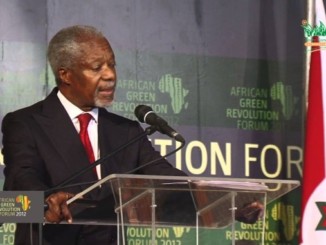 Kofi Annan addresses the African Green Revolution Forum in 2012.