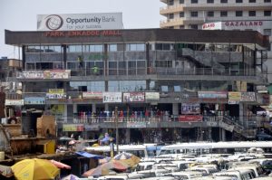 Shops in Kampala's Old Taxi Park.