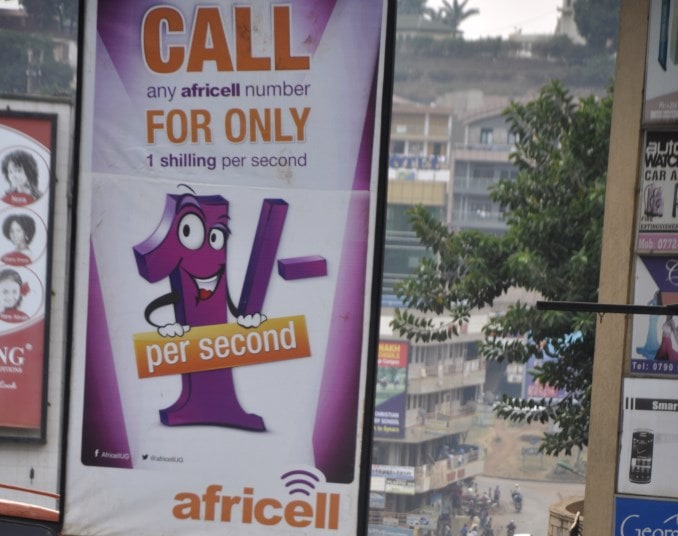 Africell Uganda outdoor advertising road sign board