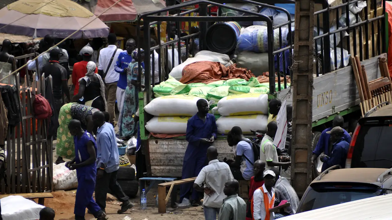 An agricultural market in downtown Kampala