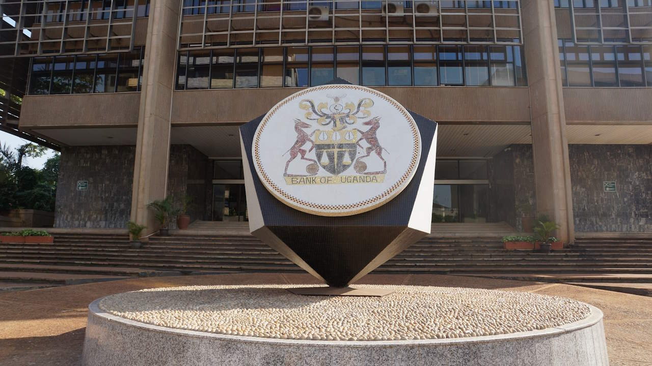 The crest of the Bank of Uganda on its premises