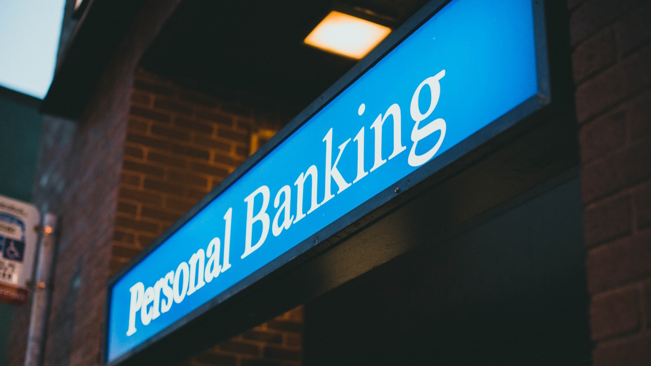 Entrance to the personal banking section of a bank