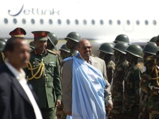 Omar al-Bashir, then Sudan's president, arrives in Juba in 2011.