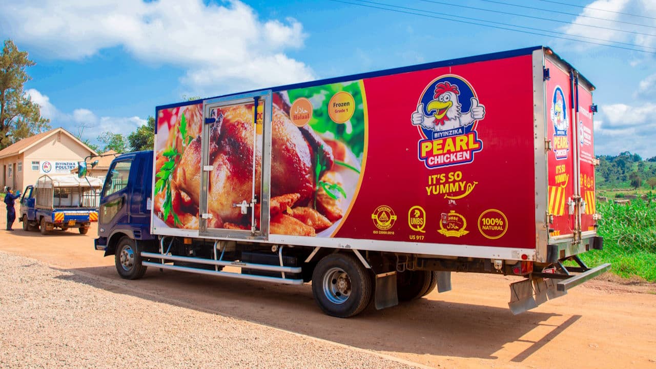 A lorry owned by Biyinzika Poultry International Limited