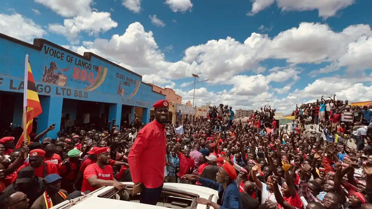 Bobi Wine in Lira, September 2023 | Uganda Business News Bobi Wine, standing in a car, surrounded by hundreds of supporters in Lira town, 7 September 2023, while on a countrywide tour.