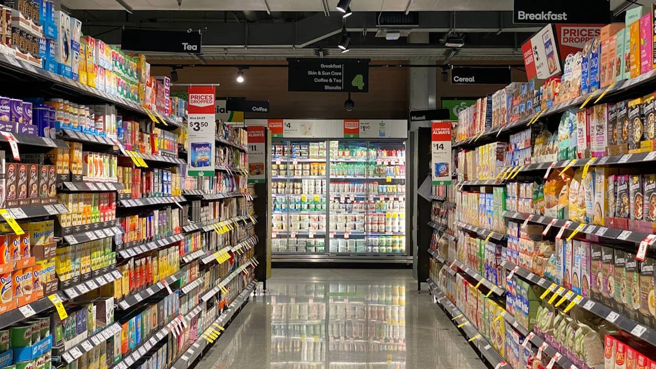 The general grocery section of a supermarket