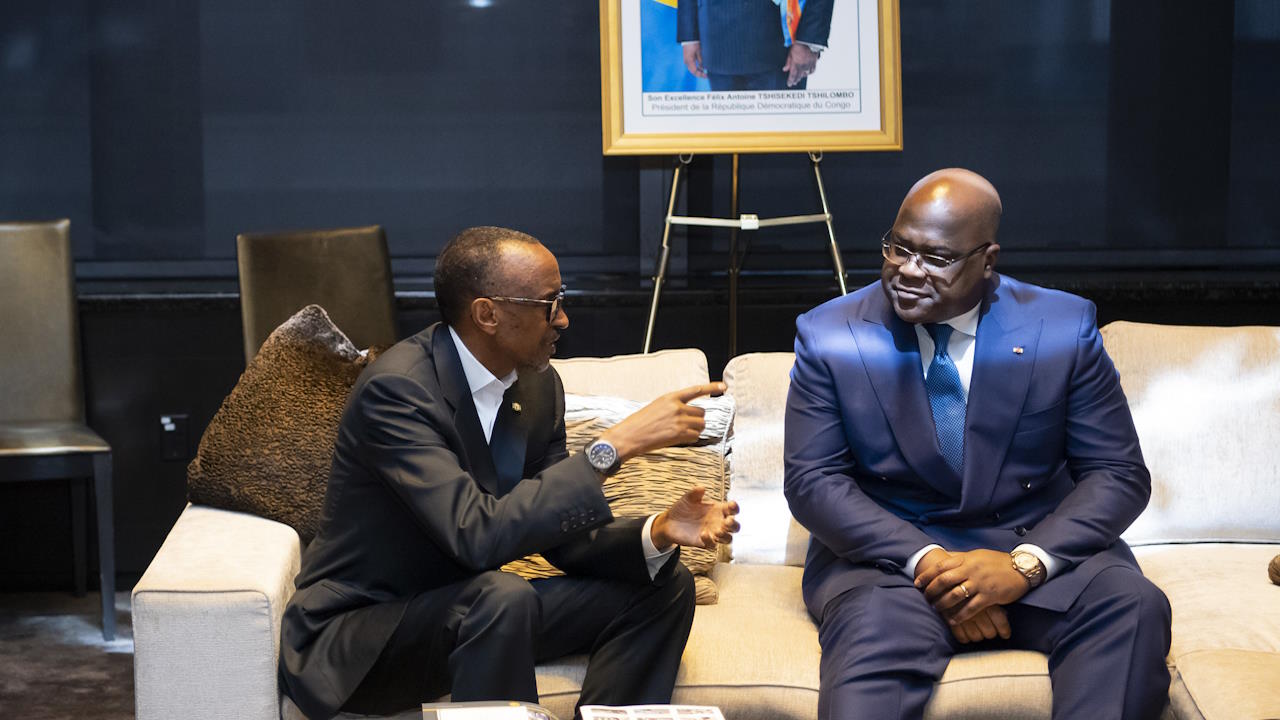 Rwanda's President Paul Kagame meets with President Félix Tshisekedi of the Democratic Republic of Congo Ahead of the 74th UN General Assembly, 24 September 2019