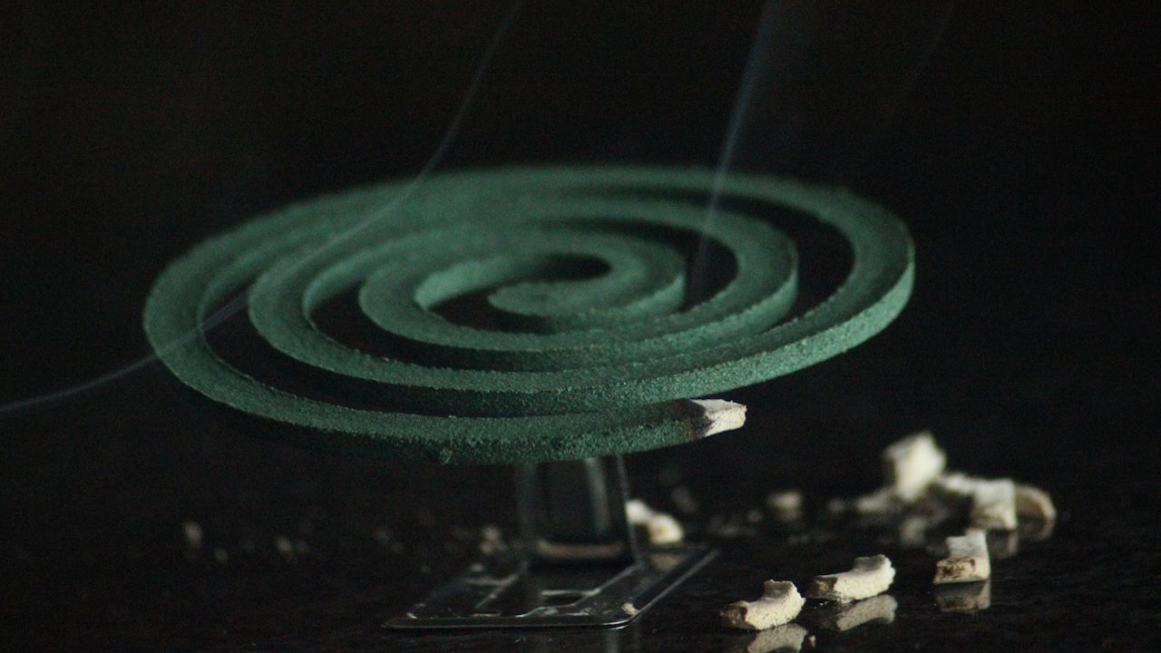 A lit mosquito coil
