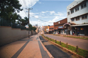 Largely empty street in Kampala