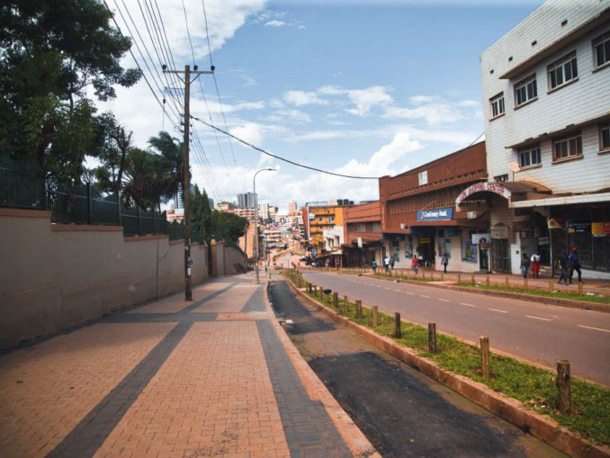 Largely empty street in Kampala