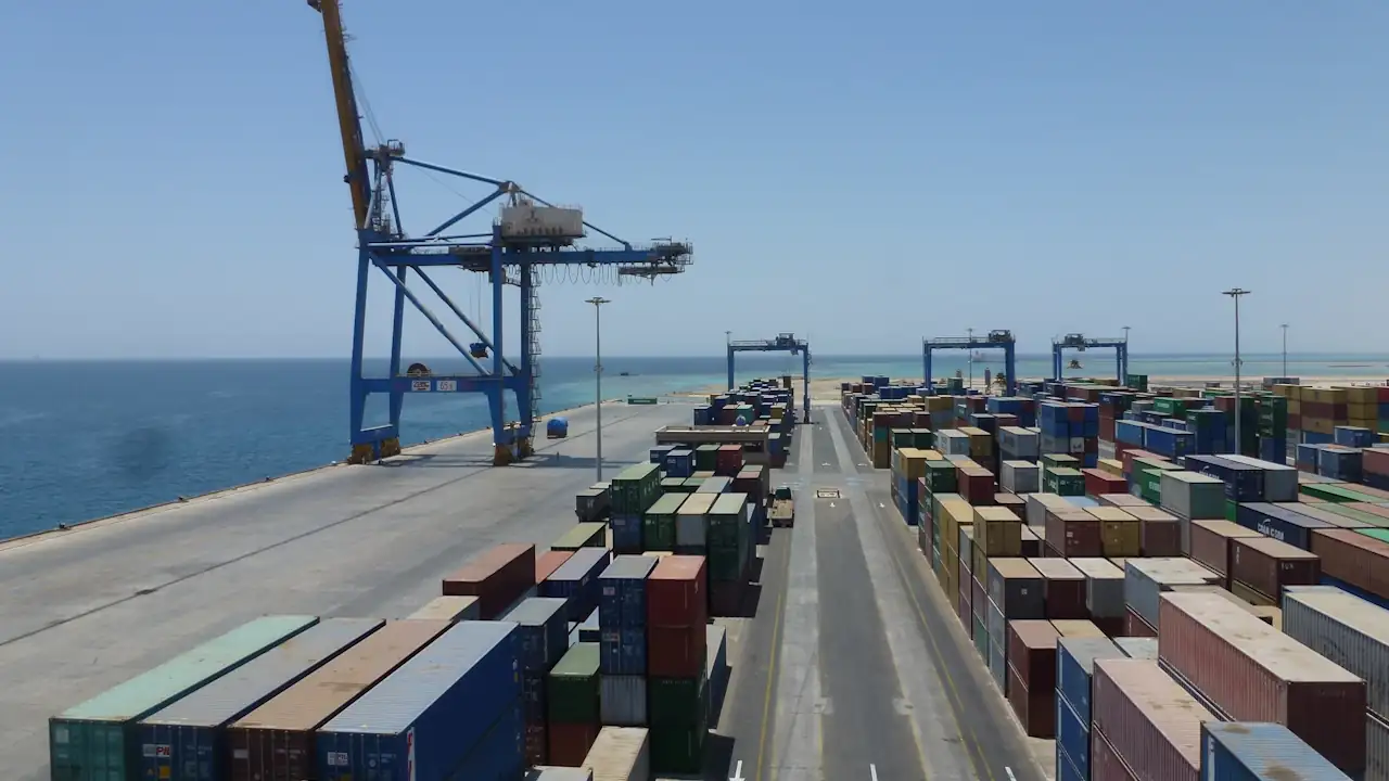Sudan's largest and important port, filled with shipping containers