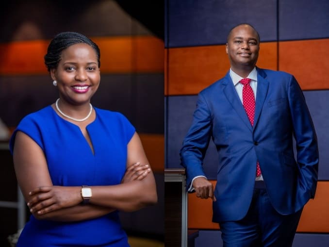 A montage of Stanbic Bank Uganda Executives, Anne Juuko (left) and Patrick Mweheire