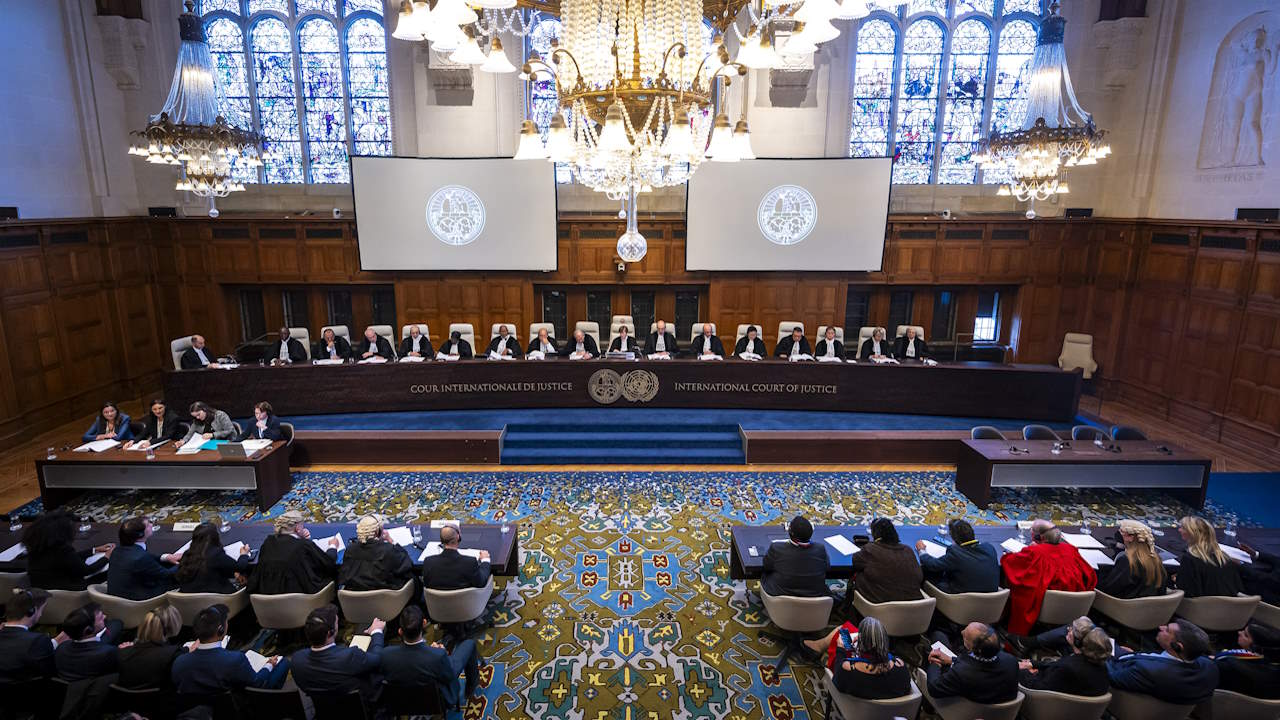 The courtroom at the International Court of Justice in The Hague, Netherlands. In a landmark decision, the International Court of Justice in The Hague has ordered Israel to “take all measures within its power to prevent the commission of acts of genocide” in Gaza and to allow desperately needed humanitarian aid to enter the territory. But the court’s “provisional measures” in the case brought by South Africa at the end of December stop short of ordering a ceasefire.