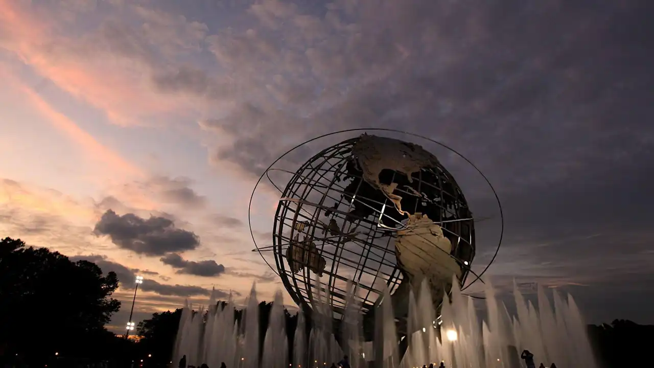 The sun sets behind the unisphere during day five of the 2009 U.S. Open at the USTA Billie Jean King National Tennis Center on September 4, 2009 in the Flushing neighborhood of the Queens borough of New York City.