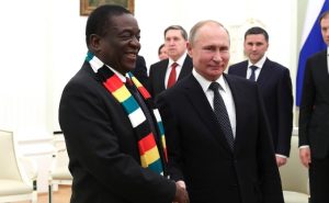 Presidents Vladimir Putin (Russia) and Emmerson Mnangagwa (Zimbabwe) in Moscow in January 2019